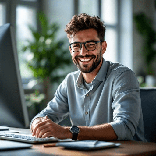 Happy professional at work